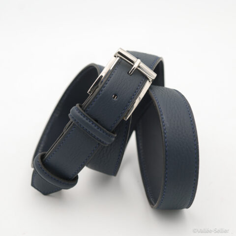 Ceinture doublée bleue, boucle Poursin.