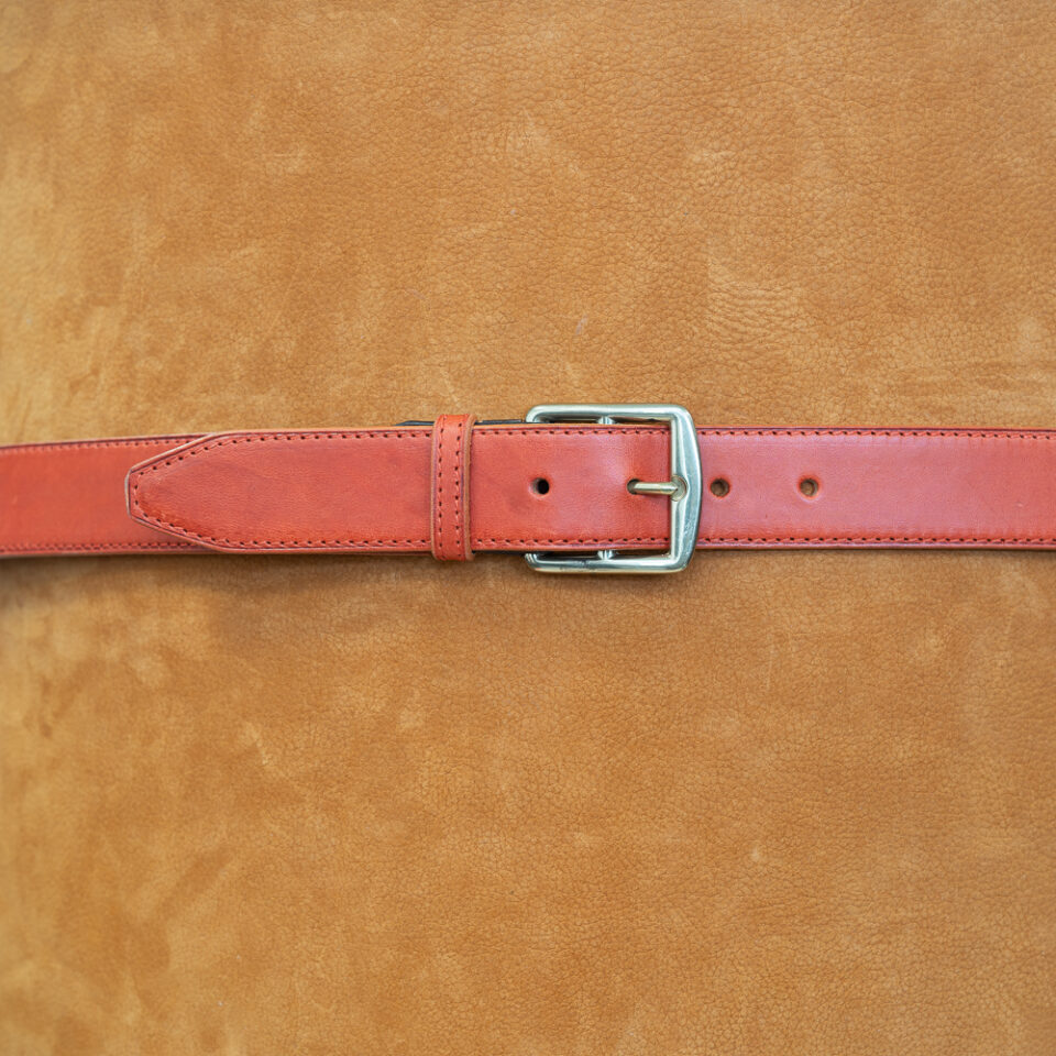 Ceinture étrivière doublée bombée, 35 mm, boucle laiton.