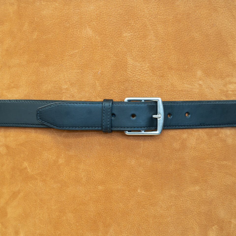 Ceinture étrivière doublée bombée, 35 mm, boucle laiton nickelé.